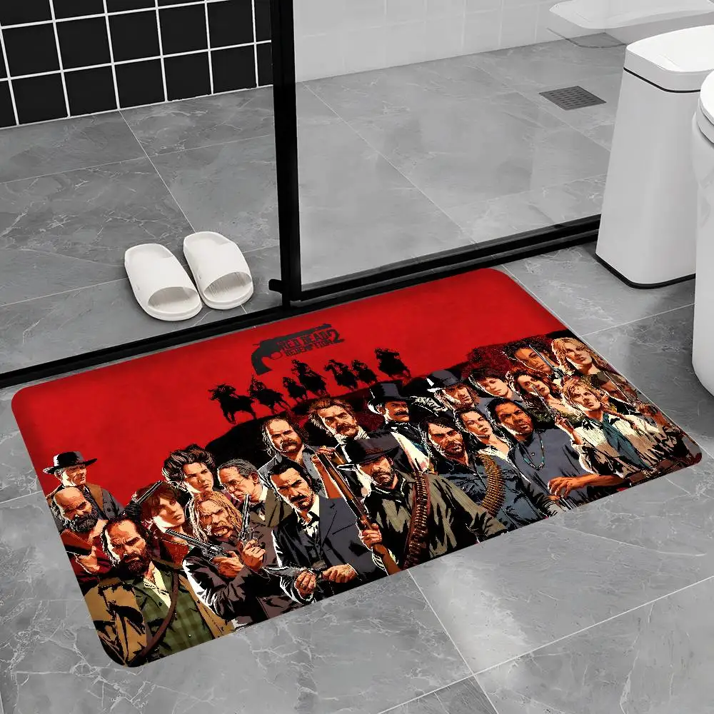 Red Dead Redemption 2 Anime Floor Mat INS Style Soft Bedroom Floor House Laundry Room Mat Anti-skid Household Carpets
