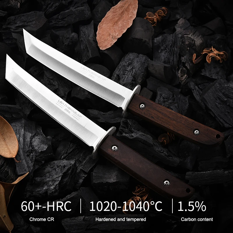 Outdoor Stainless Steel Straight Knife High Hardness Household Fruit Knife Outdoor Portable Straight Knife Camping Knife