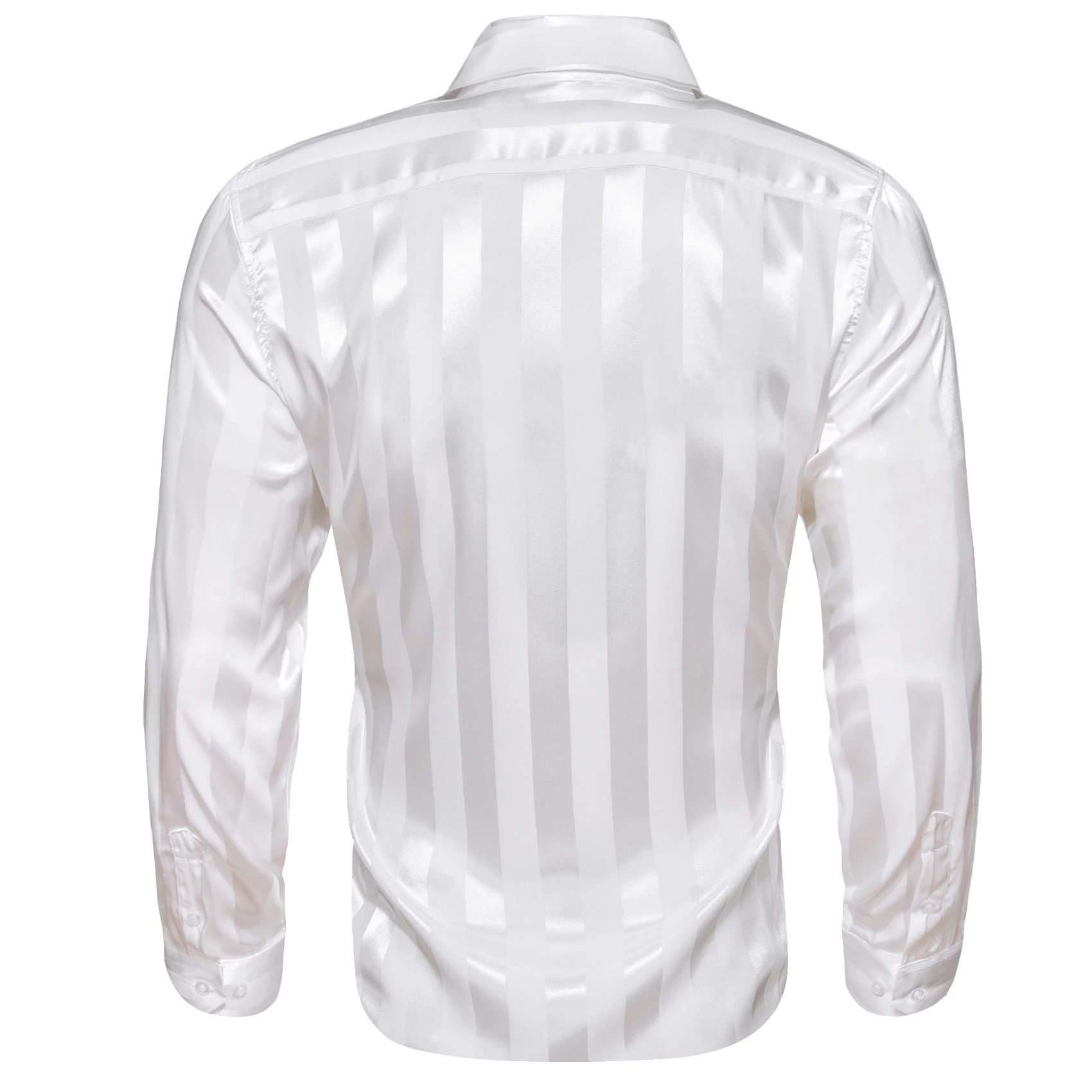 Luxury Shirts for Men Solid Striped Silk Black White Red Blue Green Gold Slim Fit Long Sleeve Male Blouses Tops Barry Wang