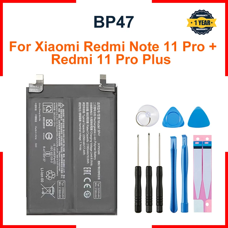 Per XIAOMI Batteria BP47 di alta qualità per Xiao Mi Redmi Note 11 Pro Note11 + Note 11 Plus Batteria per telefono 4500mA + strumenti gratuiti