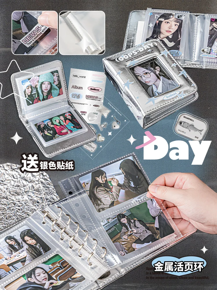 Laser Photocard Binder Kpop Shiny PU Leather Photo Card Collect Book 3inch Pocket Album