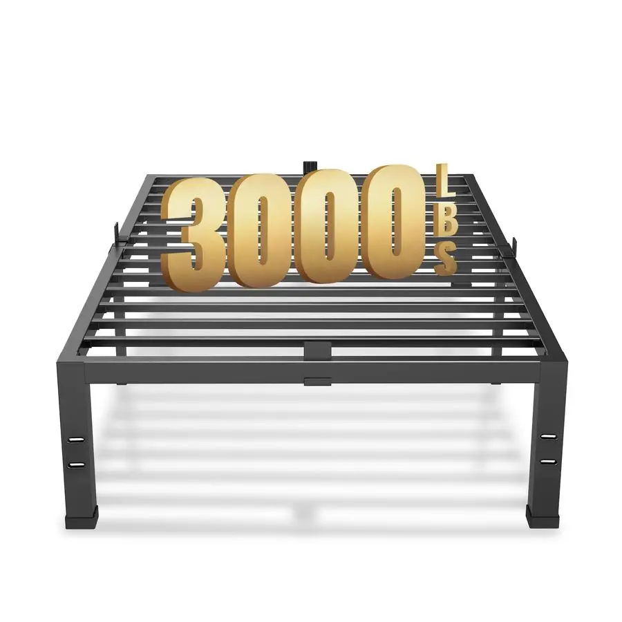 

14 Inch XL Twin Bed Frame Metal, Heavy Duty Metal Bed Frame Platform with 3000 LBS Steel Slat Support Noise Free No Box Spring N