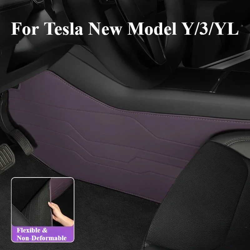 For Tesla New Model Y/3 Highland/Juniper & YL Center Console Side Anti-Kick Pad Protector Nappa Leather Interior Accessories