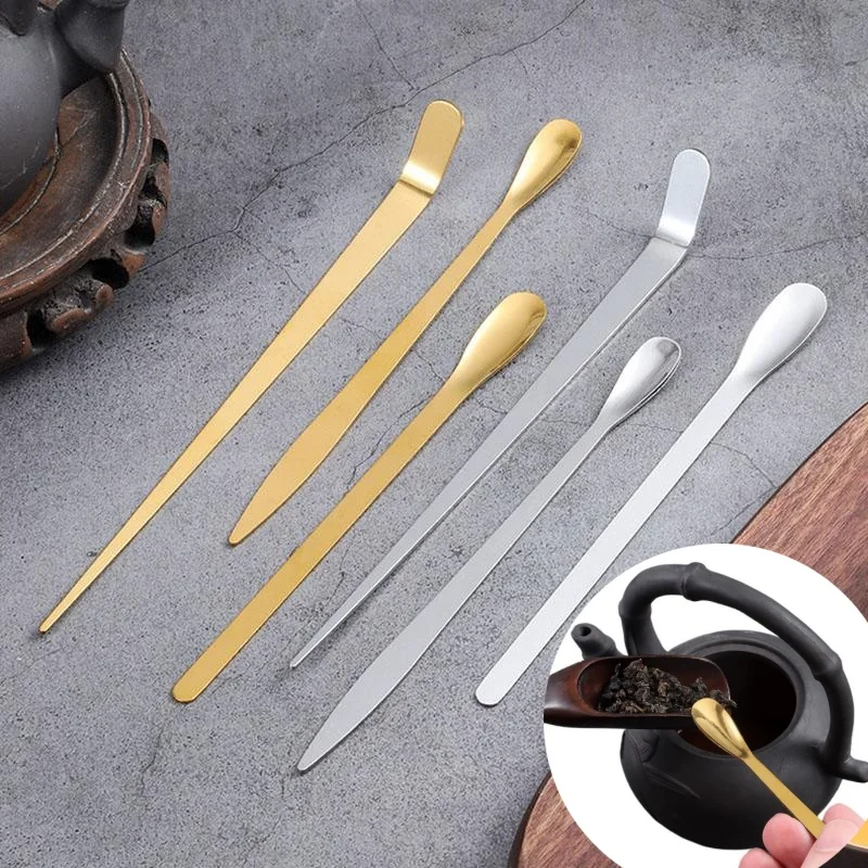 New Stainless Steel Tea Sticks Japanese Traditional Leaf Tea Scoops Matcha Scoop Tea Ceremony Kitchen Tool Teaware