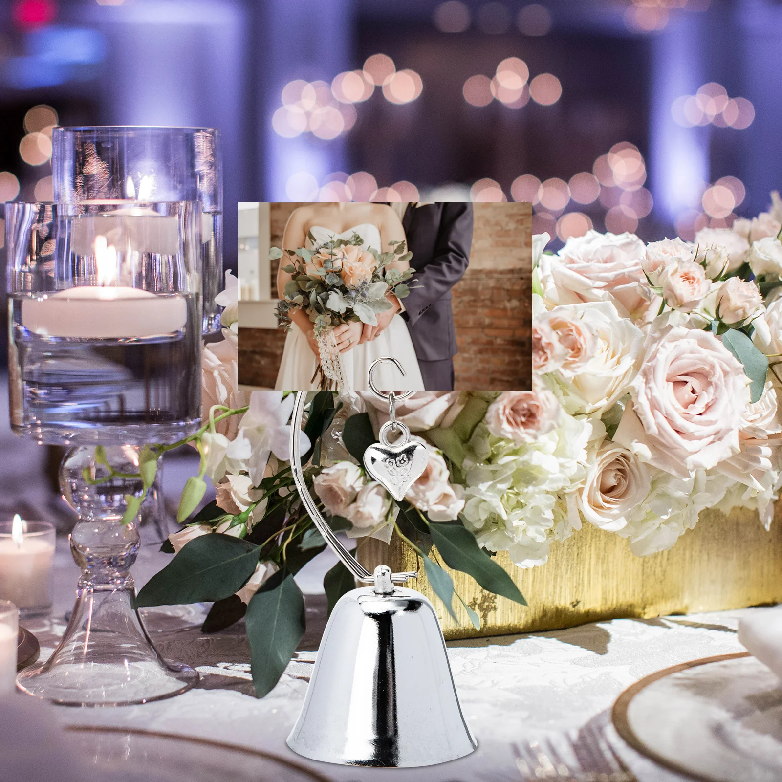 

Heart Shaped Bell Photo Clips Table Number HoldersCrafts Wedding Party Supplies Stable Design Desk Accessories Long Service Life