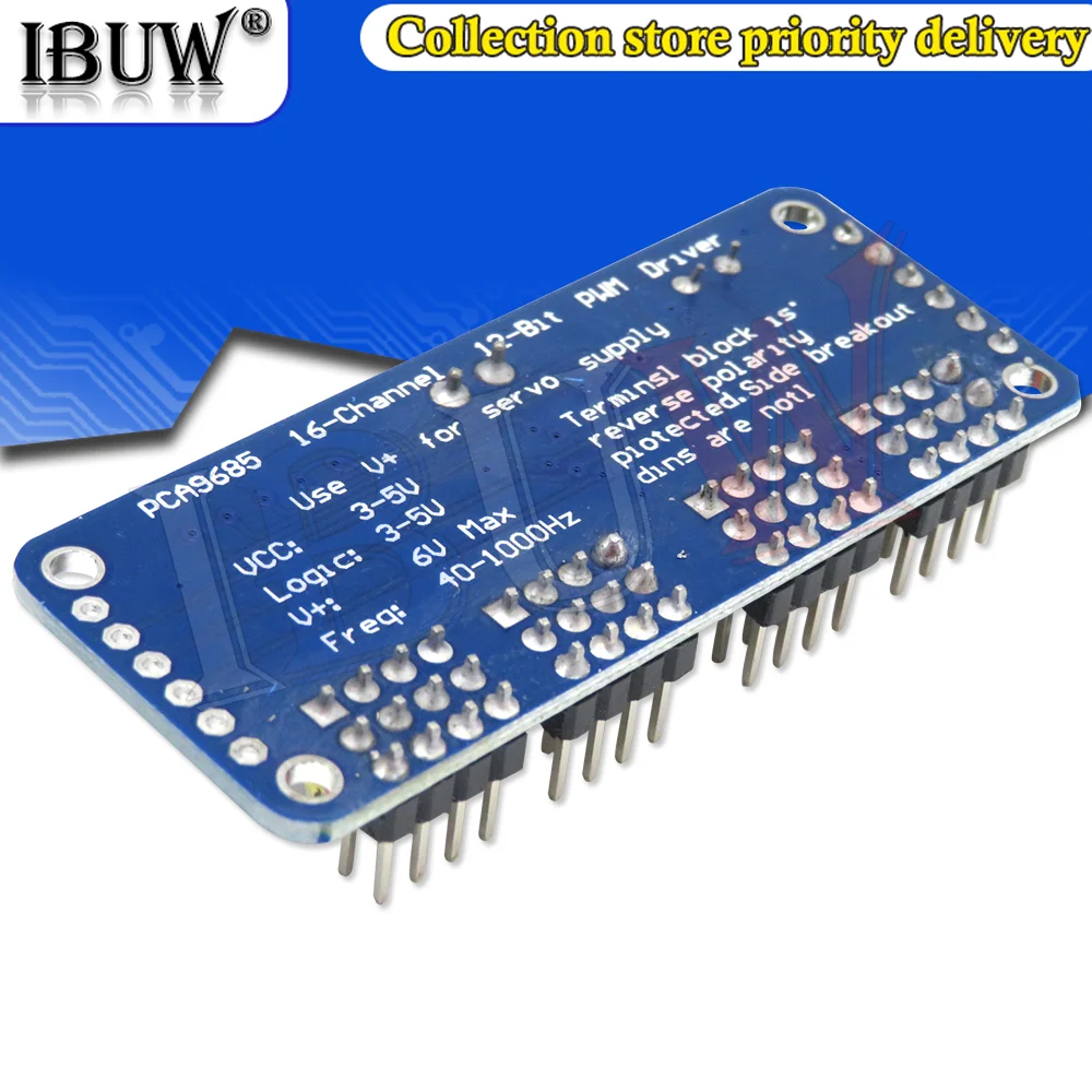 PWM/Servo Driver de 16 canais e 12 bits - Interface I2C - PCA9685 para Arduino Raspberry Pi DIY Servo Shield Module