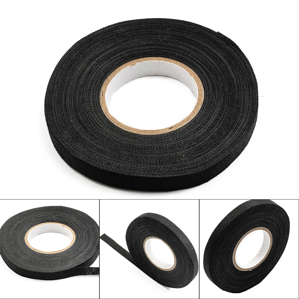 Heat Resistant Adhesive Cloth Fabric Tape, 9MM x 15M, Automotive Cable Wiring, Sound absorbing, Wear resistant