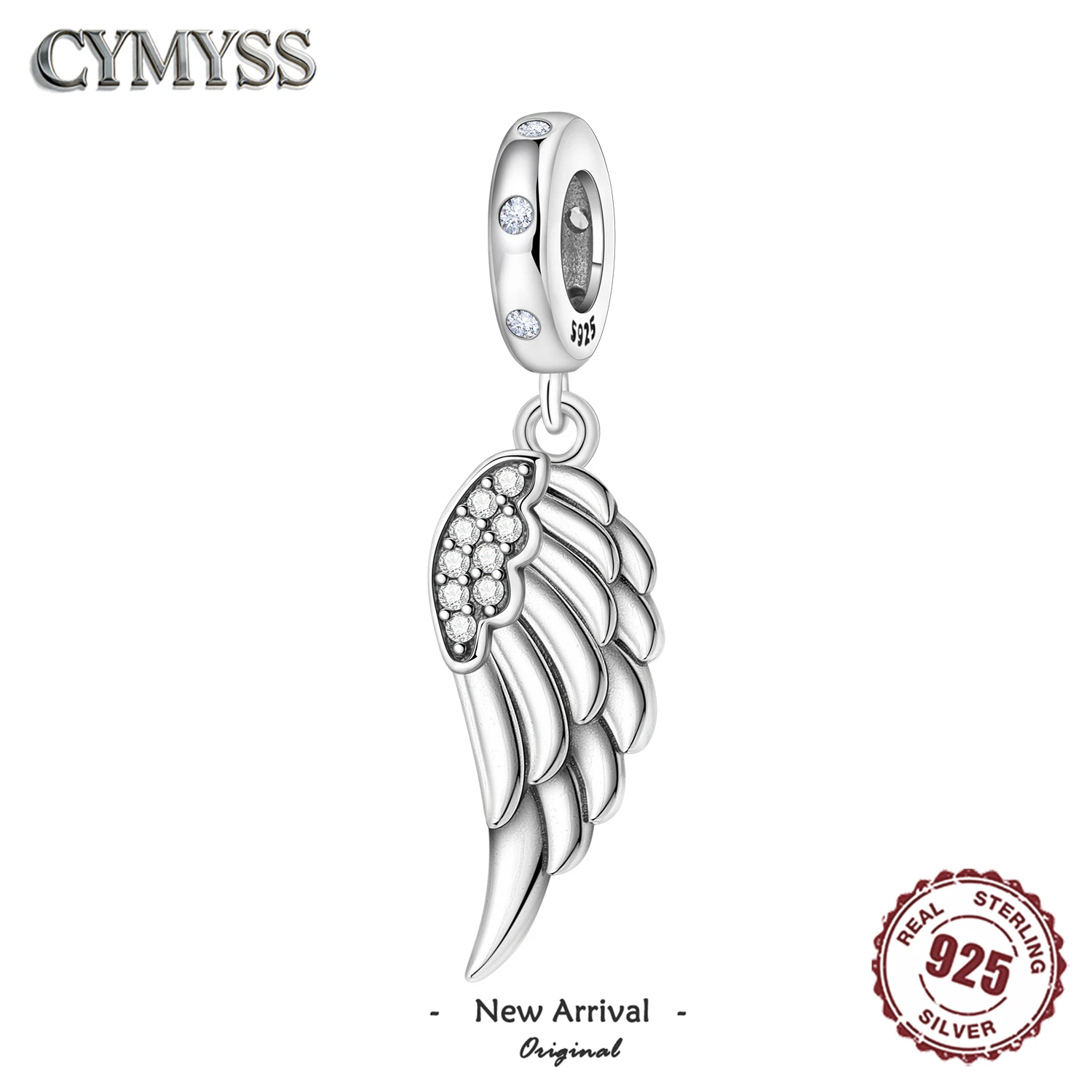 925 Sterling Silver Angel Wing Feather Dangle Charm Lucky Guardian Wing Pendant Bead Fit Bracelet Necklace DIY Jewelry Gifts