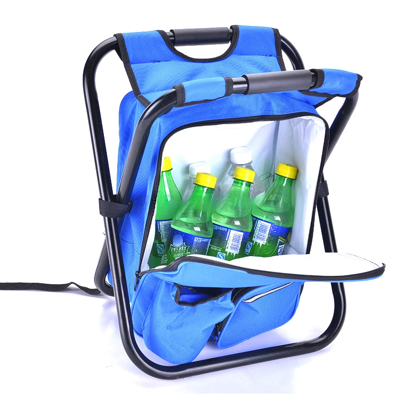 Outdoor barracks barbecue folding ice bag chair solid comfort and insulation fishing chair with cooler bag