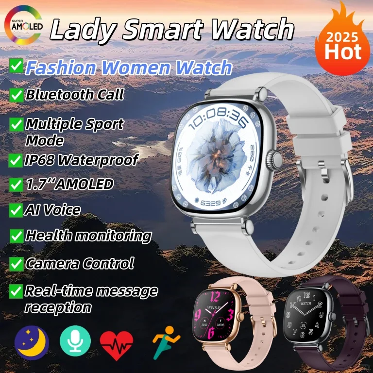 

Смарт-часы 2025 года, Bluetooth-вызов, индивидуальный циферблат, трекер активности, AI, голосовой монитор сердечного ритма, женские часы IP68, водонепроницаемые спортивные женские часы