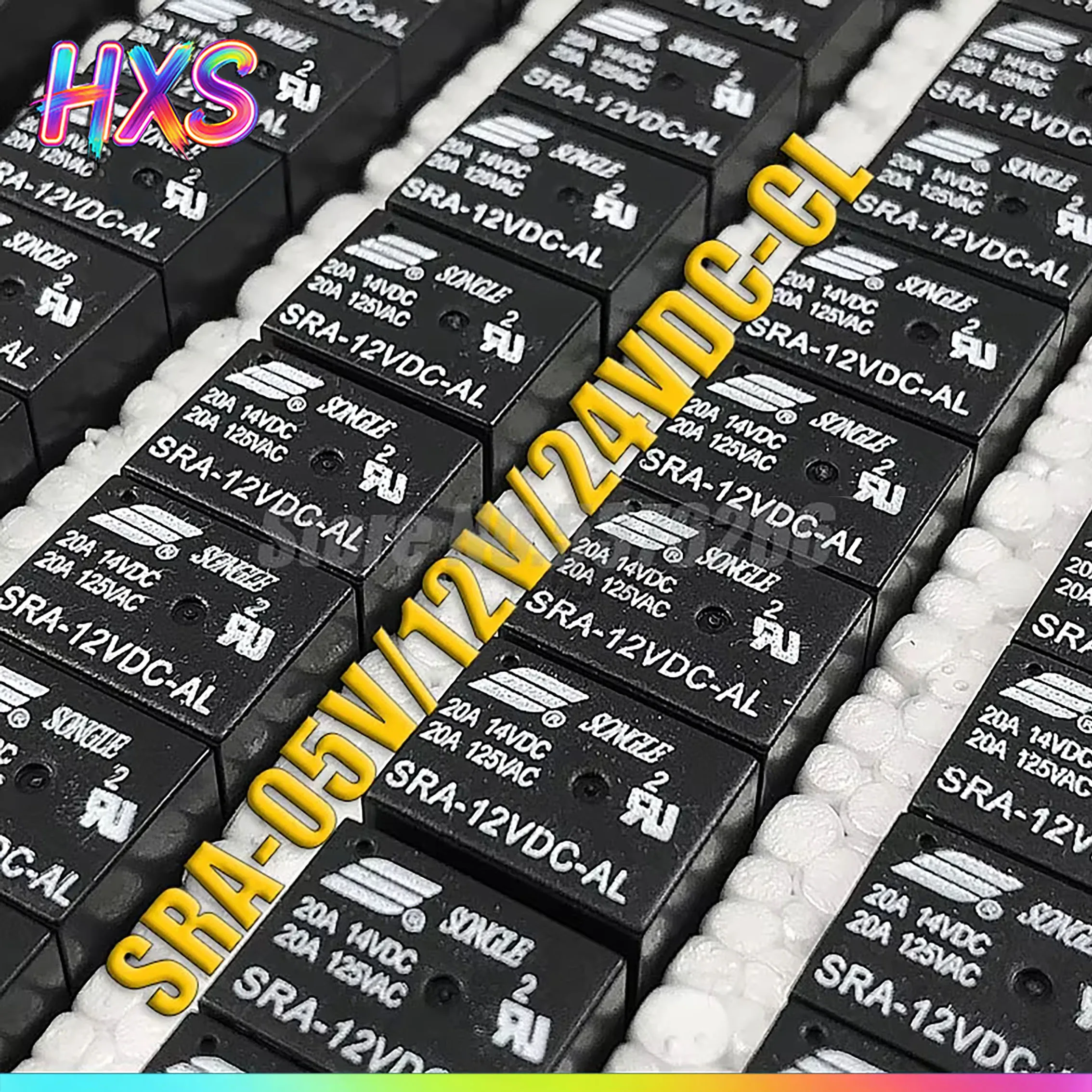 5Pcs 5V 12V 24V 20A DC Power Relay SRA-05VDC-CL SRA-12VDC-CL SRA-24VDC-CL 5Pin PCB Type In stock Black Automobile relay