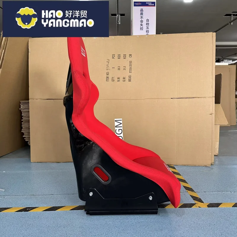 Suitable for Custom Universal Red Fabric Black Fiber Glass Racing Bucket Seats Game Car Seats