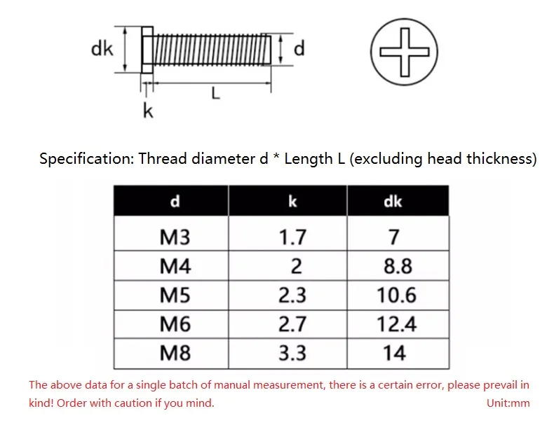 M3 M4 M5 M6 M8 Black 304 Stainless Steel Phillips Cross Recessed Hypotenuse Flat Head Screw Bolt Down Side Furniture Screw