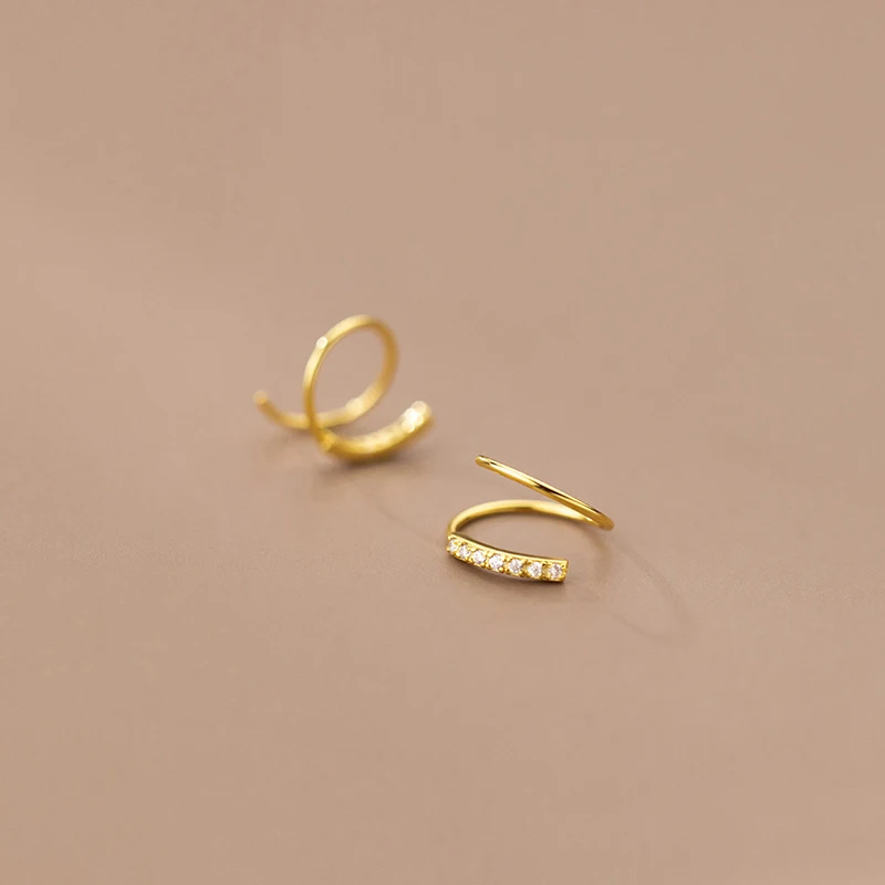 Modian Rose Gold Color Geometric Line Sterling Silver 925 Stud Earring for Women Shining Clear CZ Ear Pin Fine Jewelry Girl Gift