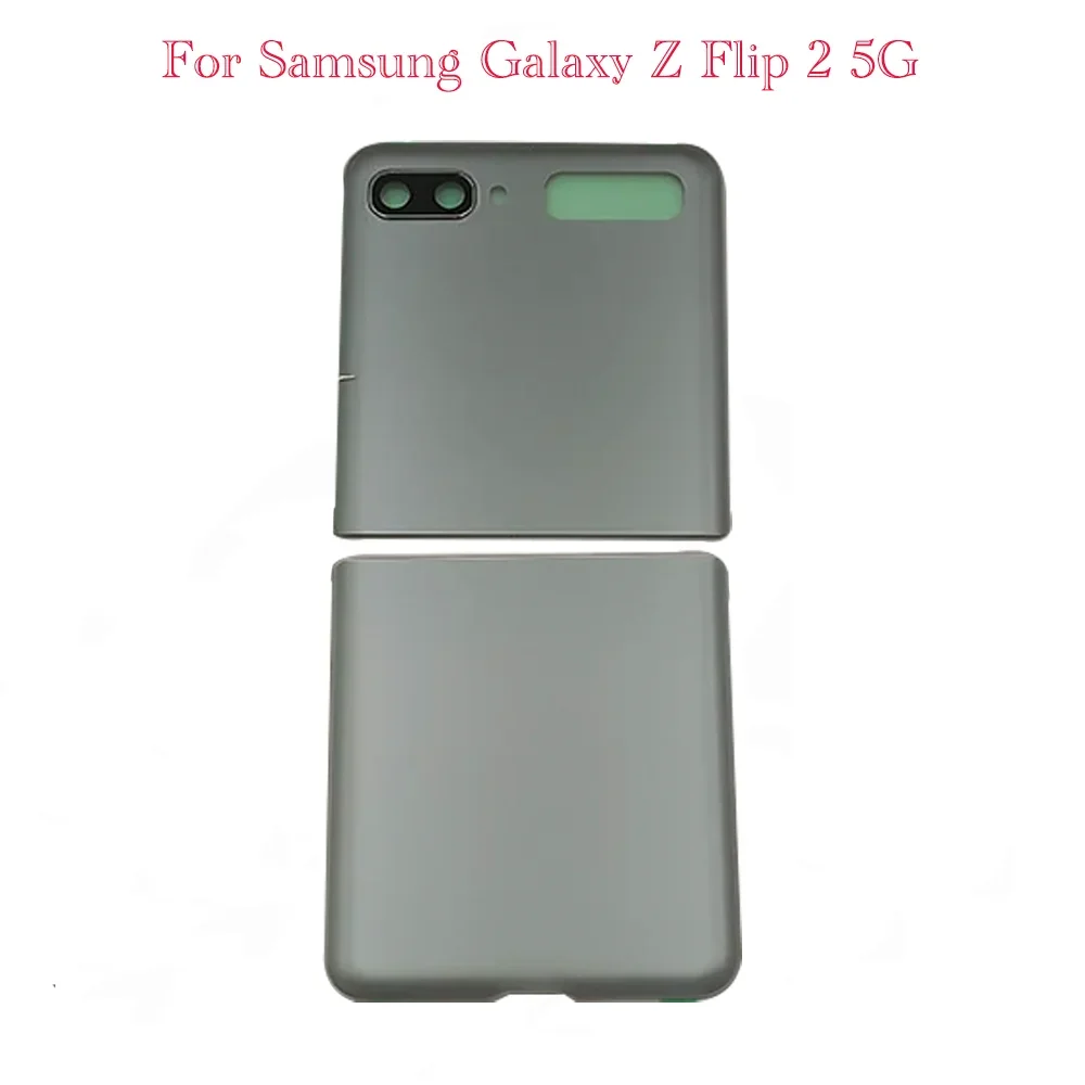 New Back Door Glass Battery Cover With Camera bezel +lens For Samsung Galaxy Z Flip 2 5G F707 Housing Battery Back Cover Replac