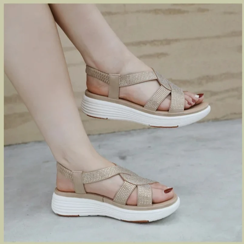 

2023 летние модные эспадрильи на платформе, босоножки-мулы на танкетке для женщин, женская пляжная обувь для отдыха, сандалии, большой размер 41