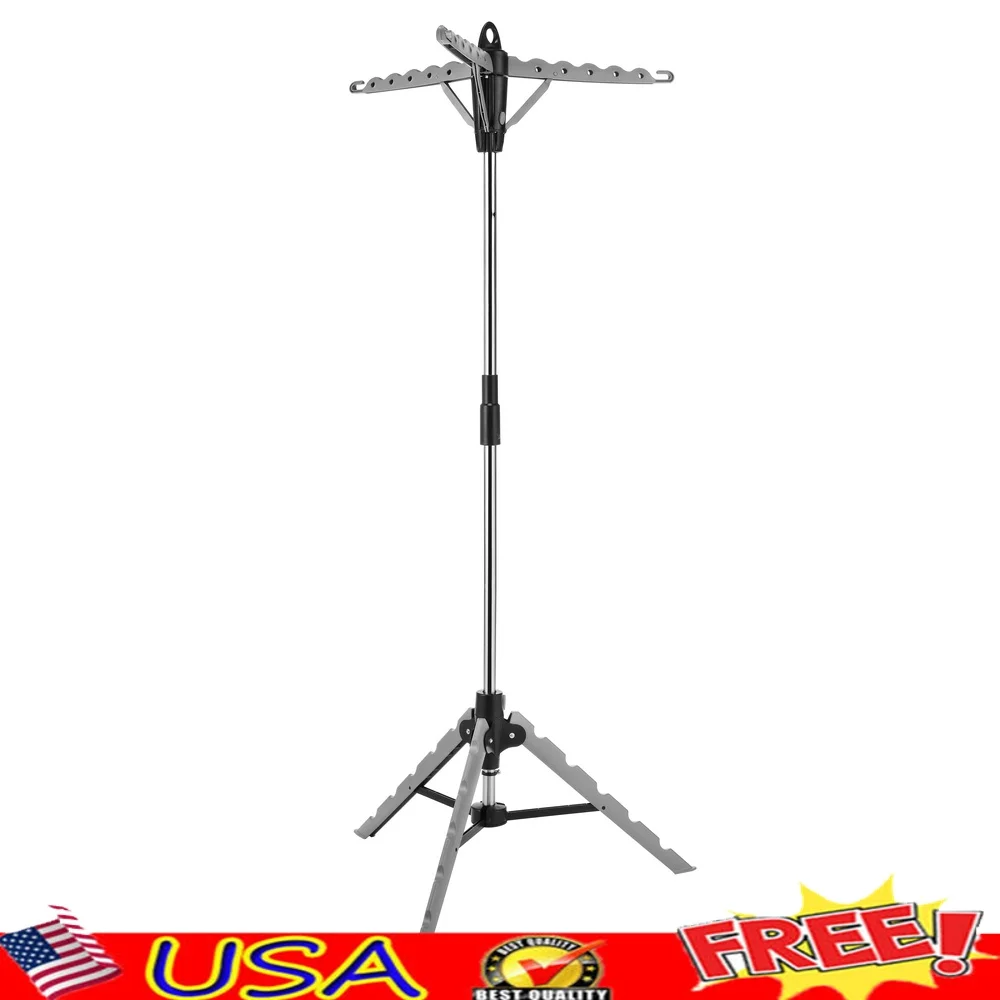 

Collapsible Stainless Steel Tripod Garment Drying Rack Portable Folding Laundry Stand Holds 36 Items Indoor Outdoor Use