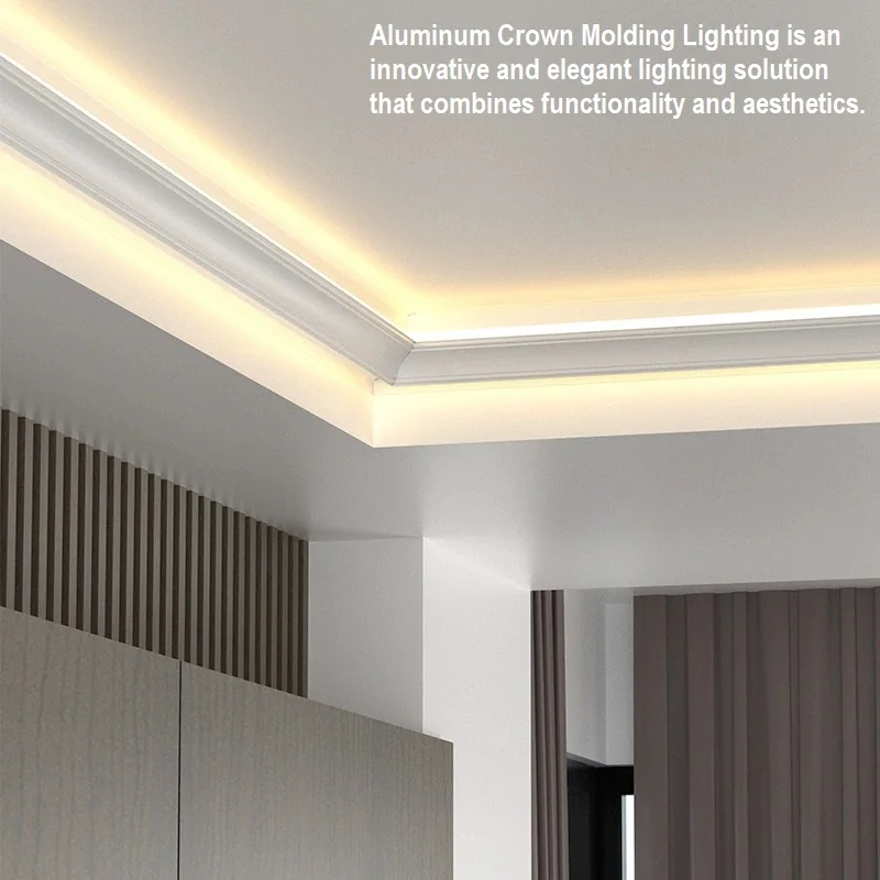 Indirect LED, Aluminum Crown Moulding Lights, Plaster-in Extrusion Profiles for LED Cove Lighting, Cornices Lamps