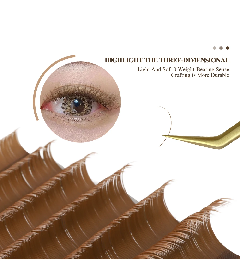 SAKURAHANA Braune Ellipsenförmige Flache Wimpernverlängerungen Mega-Volumen Einzelne Flache Ellipsen-Wimpern mit Geteilten Spitzen Künstliche Wimpern – Detail 7