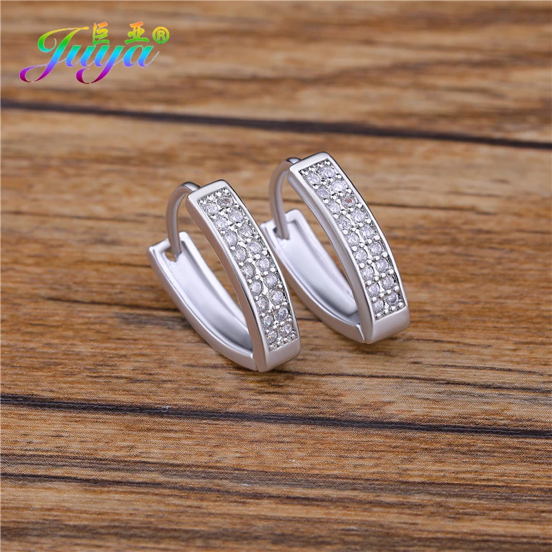 Juya Handgemachte Micro Pflastern Zirkon Gold/Silber Farbe Luxus Hoop Ohrringe Für Frauen Braut Abend Party Schmuck Großhandel – Detail 24