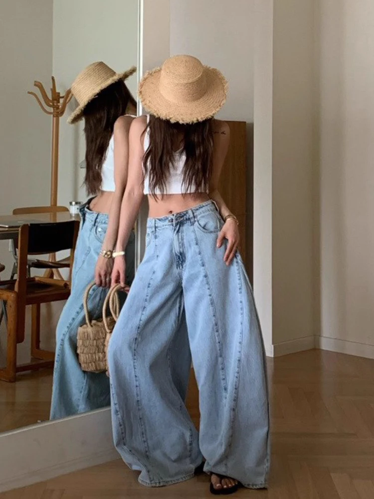Retro High Waist Wide Leg Jeans Women's Summer New Style Versatile Loose Fit Denim Pants Ladies' Fashionable Trousers