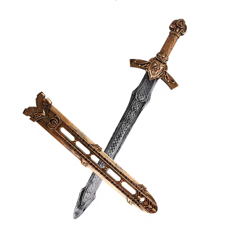 Espada de caballero Medieval para Cosplay con vaina, modelo de sable de armado de plástico de 55cm, armas de juguete samurái Vintage, Rapier para caminar de guerrero