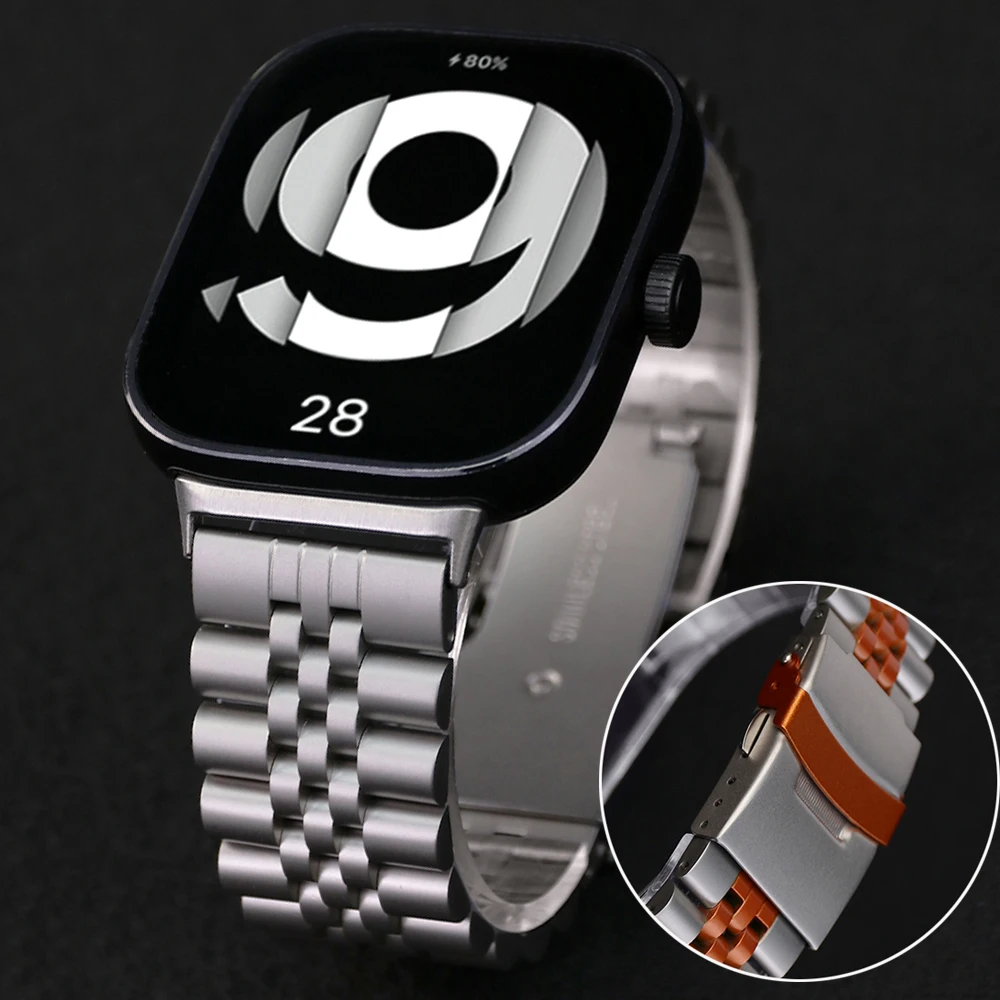 Metallband für Redmi Watch 5 4, Ersatzarmband, Edelstahlarmband für Xiaomi Mi Band 9 Pro 8 Pro Herren-Business-Armband