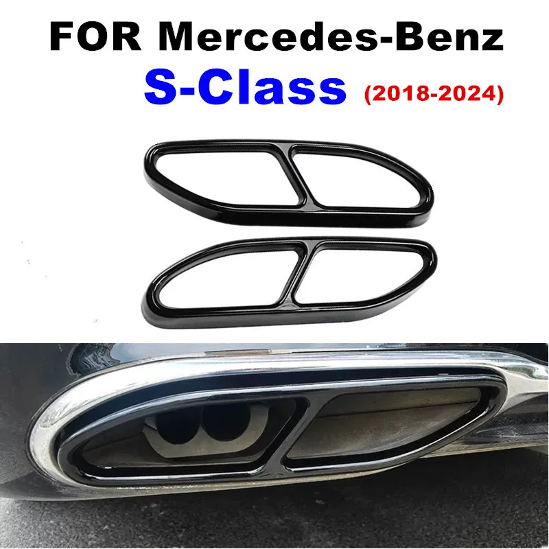 

Car Rear Exhaust Muffler Pipe Cover Metal Trim Tail Throat Frame For Mercedes Benz S Class 2018-2023 W223 Auto Accessories