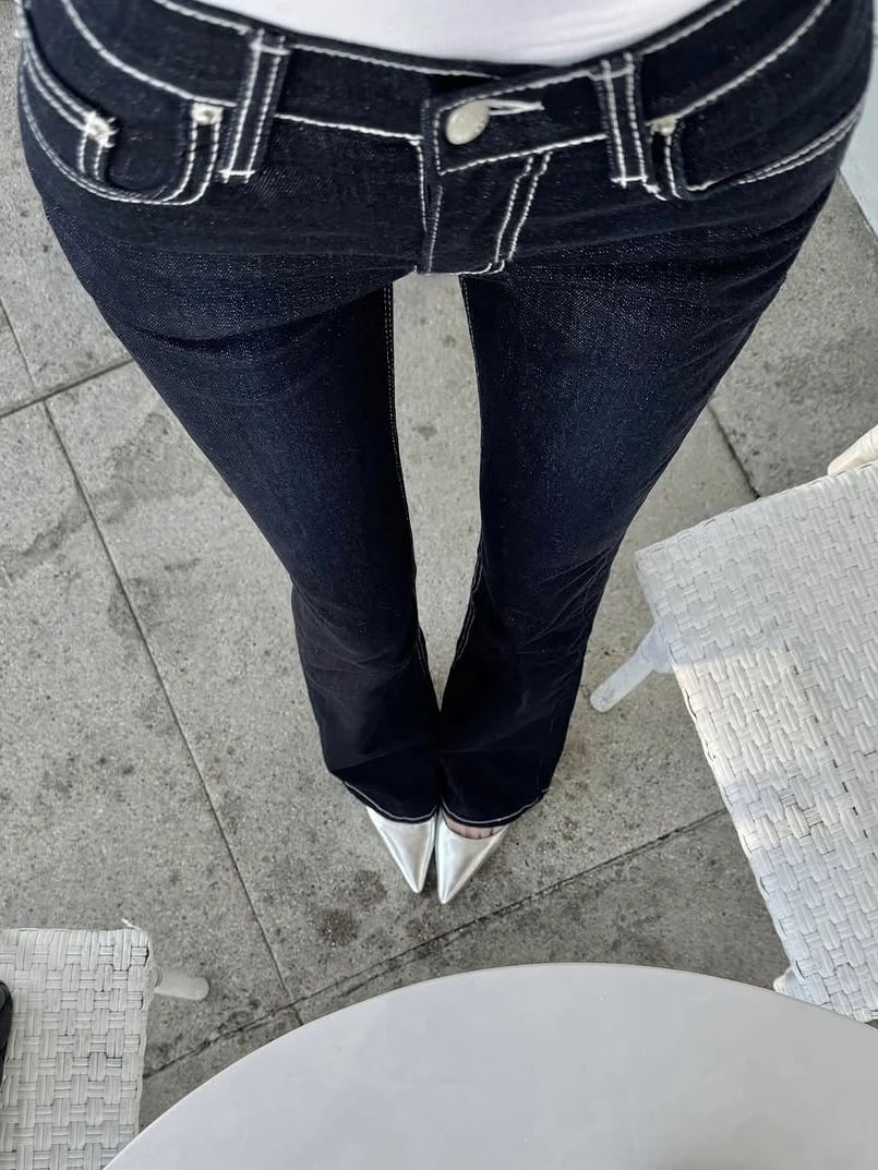 

Джинсы Guse Retro Sli с вышивкой, с высокой талией, расклешенные, женские, новинка ранней осени, эластичные, облегающие, из денима