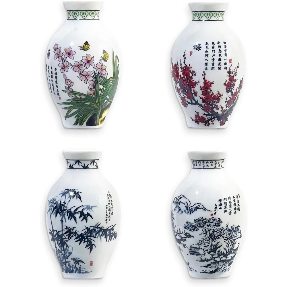 

3D vase refrigerator magnets, 4 ceramic vase refrigerator magnets