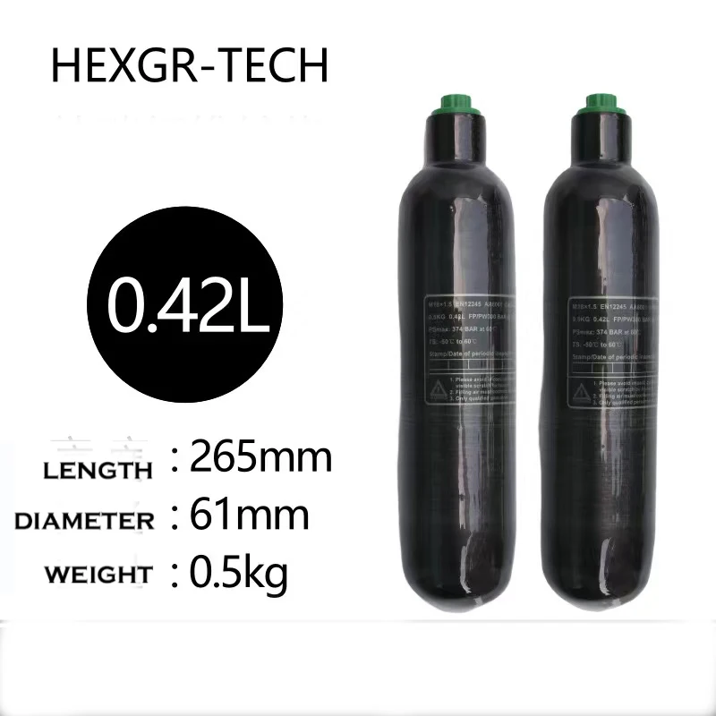 500PSI 300Bar 30MPA 0.5L 0.42L 0.36L  Carbon Fiber Gas Cylinder Air Tank M18*1.5