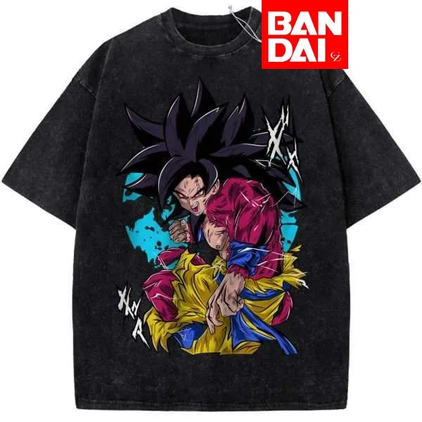 

Dragon Ball GT Goku Super Saiyan 4 Acid Wash Oversized Black T-Shirt 2026 Summer Anime Streetwear Graphic Tee