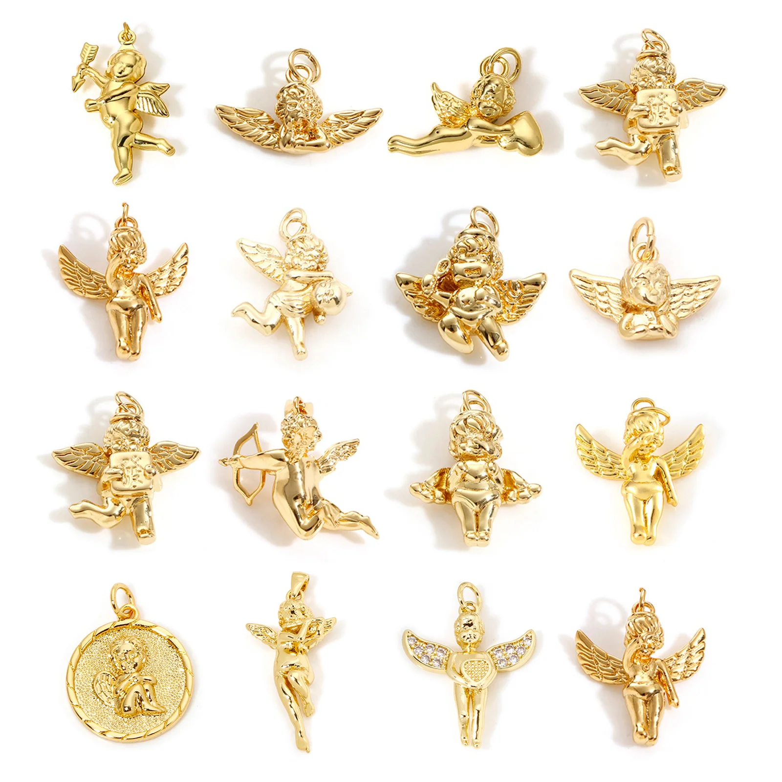 1pc Religious Copper Charms Gold Color 3D Angel Metal Pendant DIY Jewelry Making For Women Necklace Earrings Jewelry Findings