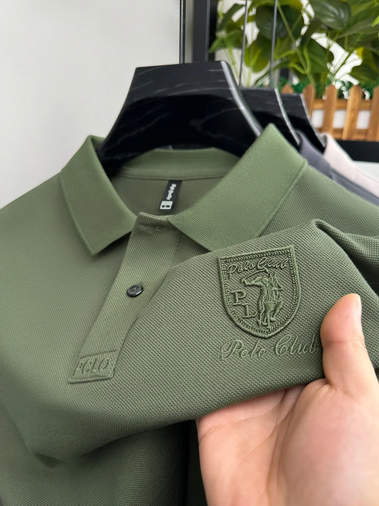 High-end Summer Korean Men's Short-sleeved High-quality Lapel Polo Shirt Business Casual Trend Shield Embroidered Golf Tops