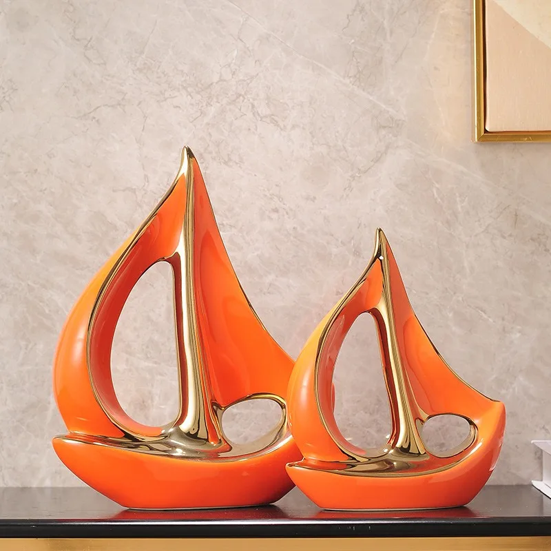 Sailing wine cabinet ornament set Light luxury high-end home living room TV cabinet Office decoration