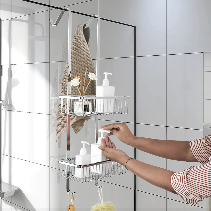 

Органайзер для душа из нержавеющей стали 304, съемная зеркальная корзина для ванной комнаты, защита от наклона, всасывание, хранение туалетных принадлежностей