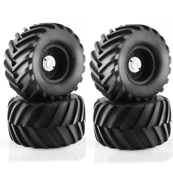 RC 4PCS 1/10 Truck Rubber Tire/12mm Hex Plastic Wheel Rim 113mm/73mm Rubber Rocks Tires Set Pasuje do 1/10 RC Truck Traxxas HIMOT