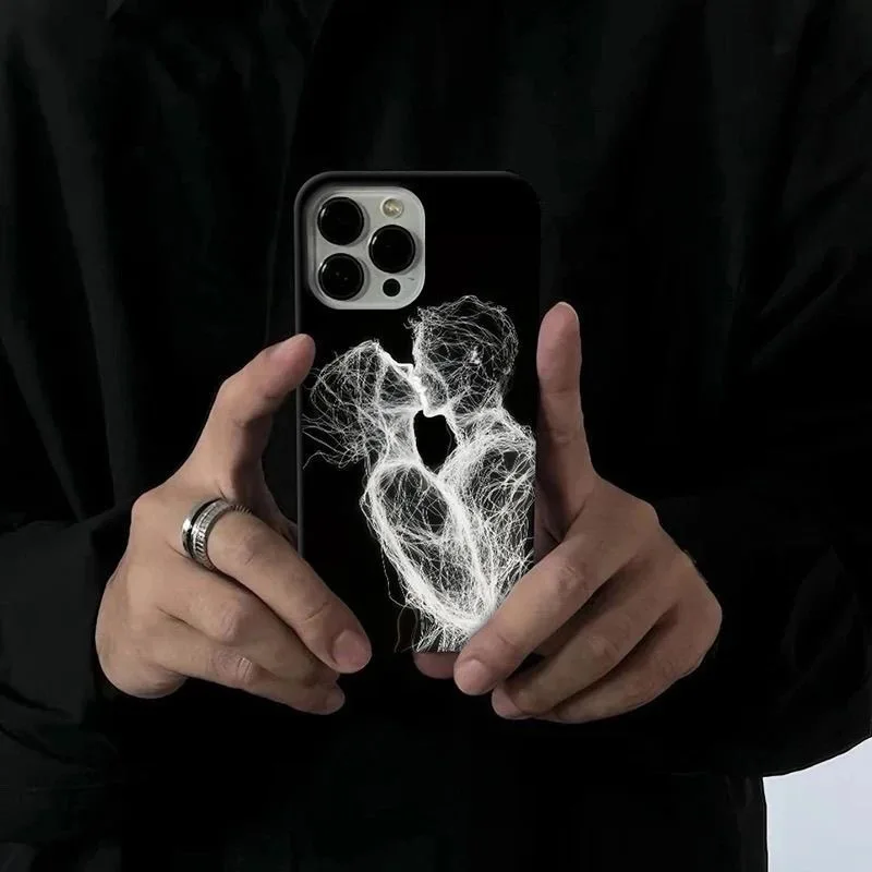 DMAWMJ encantadora pareja funda de teléfono para iphone 16 pro max 15 plus 14 13 11 protección de cámara cubierta de silicona a prueba de golpes para iphone 12