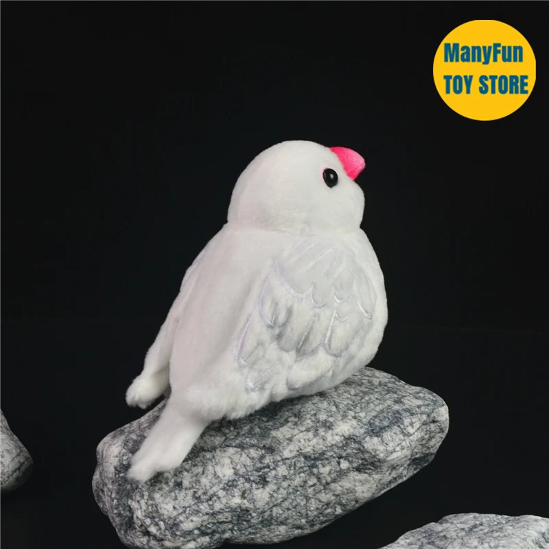 Mannikin High Fidelity Weaver Bird Cute Plushie White Java Sparrow Plush Toys Lifelike Animals Simulation Stuffed Doll Kawai Toy