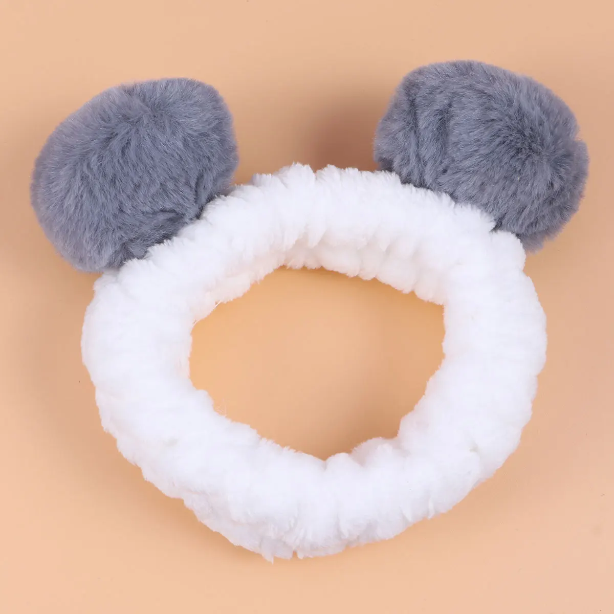 

Повязка на голову с ушками панды, серая эластичная женская повязка для волос для спортивной вечеринки, танцев, чистки лица, мягкая и легкая повязка на голову для девочек
