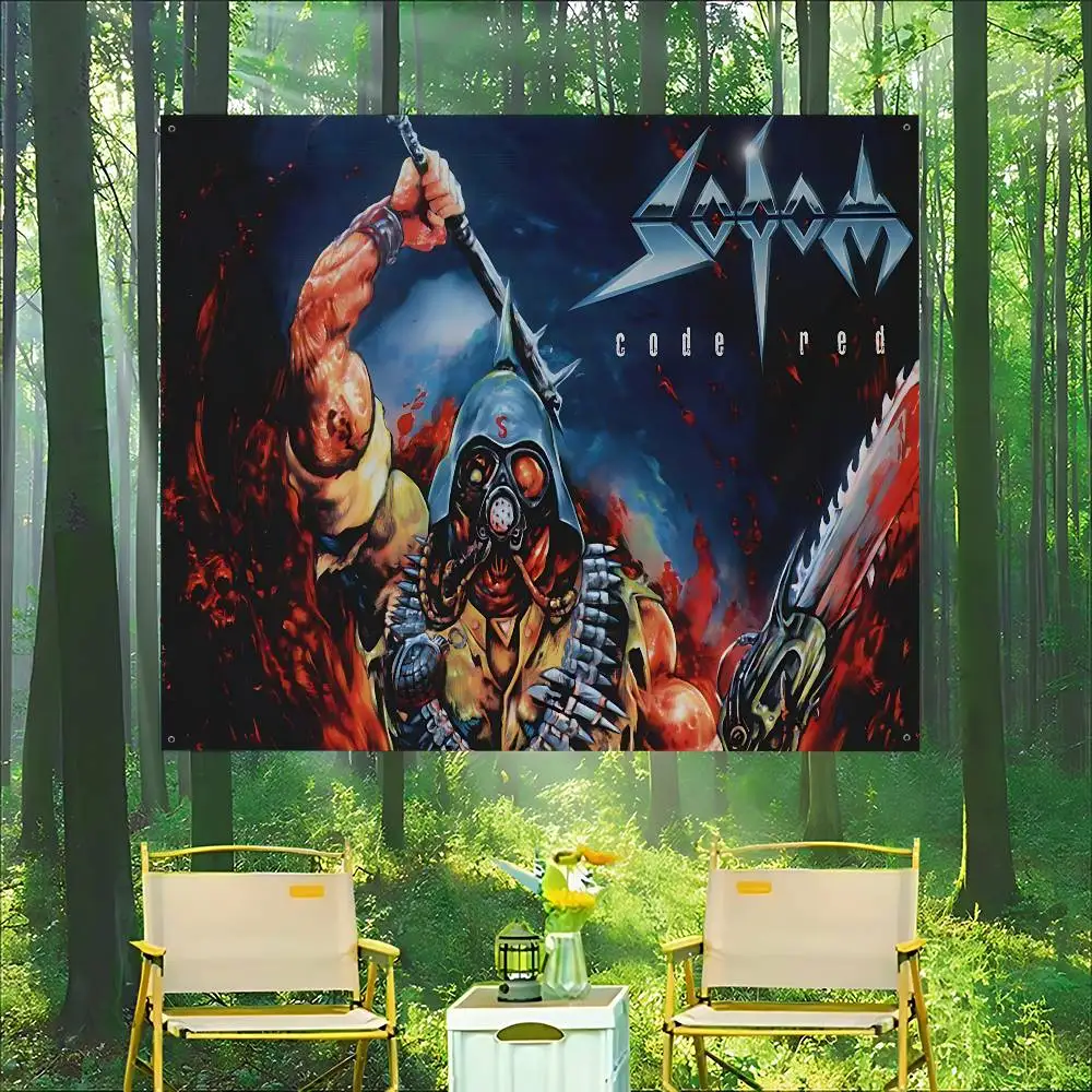 Sodoms Germany Thrash Metal Band Small Size Cheerleading Banner Hand Pulled Flag Outdoor Atmosphere Flags