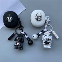 Black White Cartoon Silicone Case for Oppo Enco Air 3 Wireless Bluetooth Earphone Protection Case with Keychain