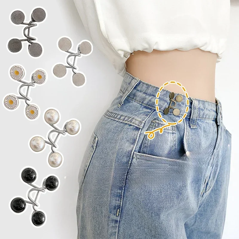 Fashion Tighten Waist Brooch Women Adjustable Invisible Clip For Jeans Skirts Pants Waist Clip Metal Pins Clothing Accessories