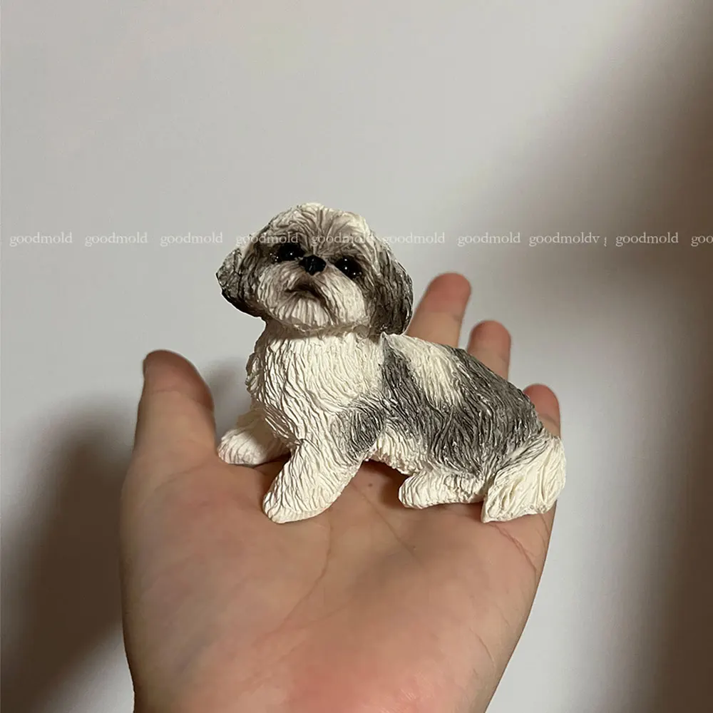 Imagem -02 - Shih Tzu Silicone Mold Moldes Artesanais Adequado para Fazer Gesso Resina Epóxi Ornamentos Pet Cão Animal 88 cm