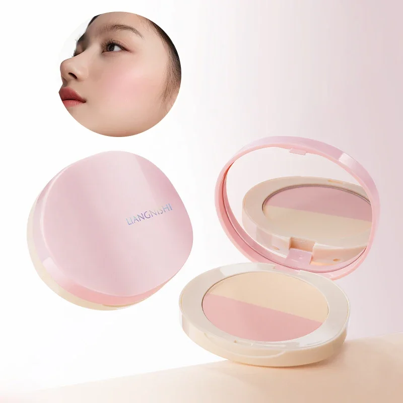 

Heallor Two-color multi-use pressed powder brighten highlight make-up fix makeup pressed powder dry and wet lasting blush ointme