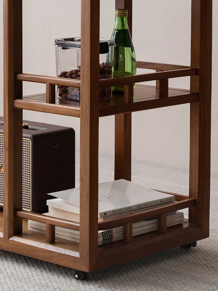 Trolley Old Elm Side Table Movable Small Coffee Table Household Dining Car Corner Bedside