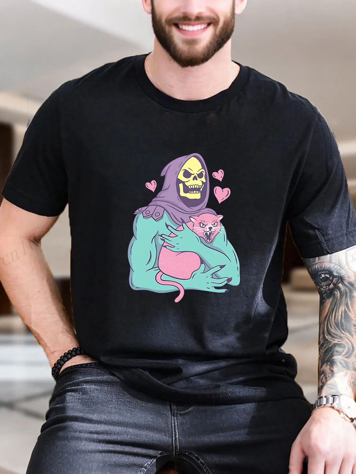 

New Arrival Fashion Hoodie Print Men's T-Shirt 100% Cotton Breathable Tee Summer Casual Comfort Fit Trendy Graphic