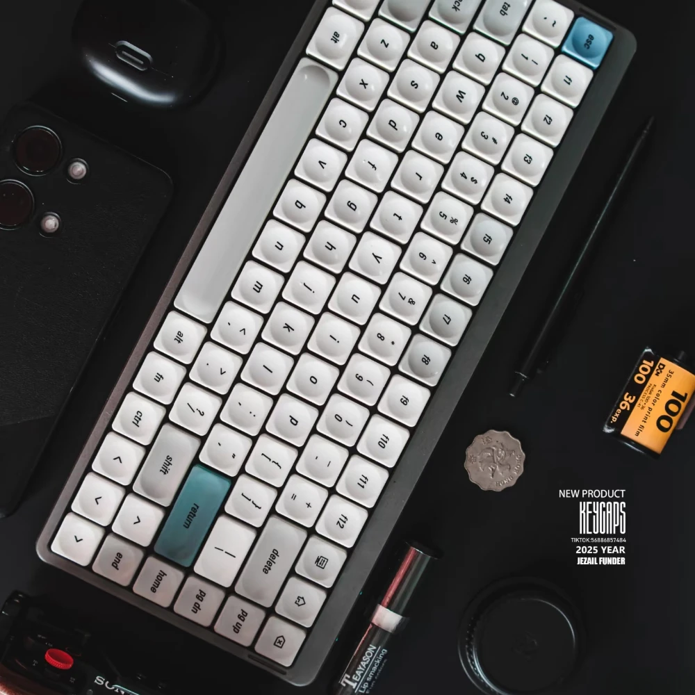Déamani Vu Theme Low Profile Keycap PBT Custom Simple Retro Grey Keyboard Cap Original Office Gaming KeyCap für mechanische Tastatur