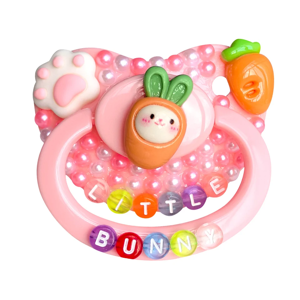 100% Handmake Cute Carrot Rabbit Pattern Adult Baby Pacifier Silicone Adult size Pacifier abdl Daddy Girl