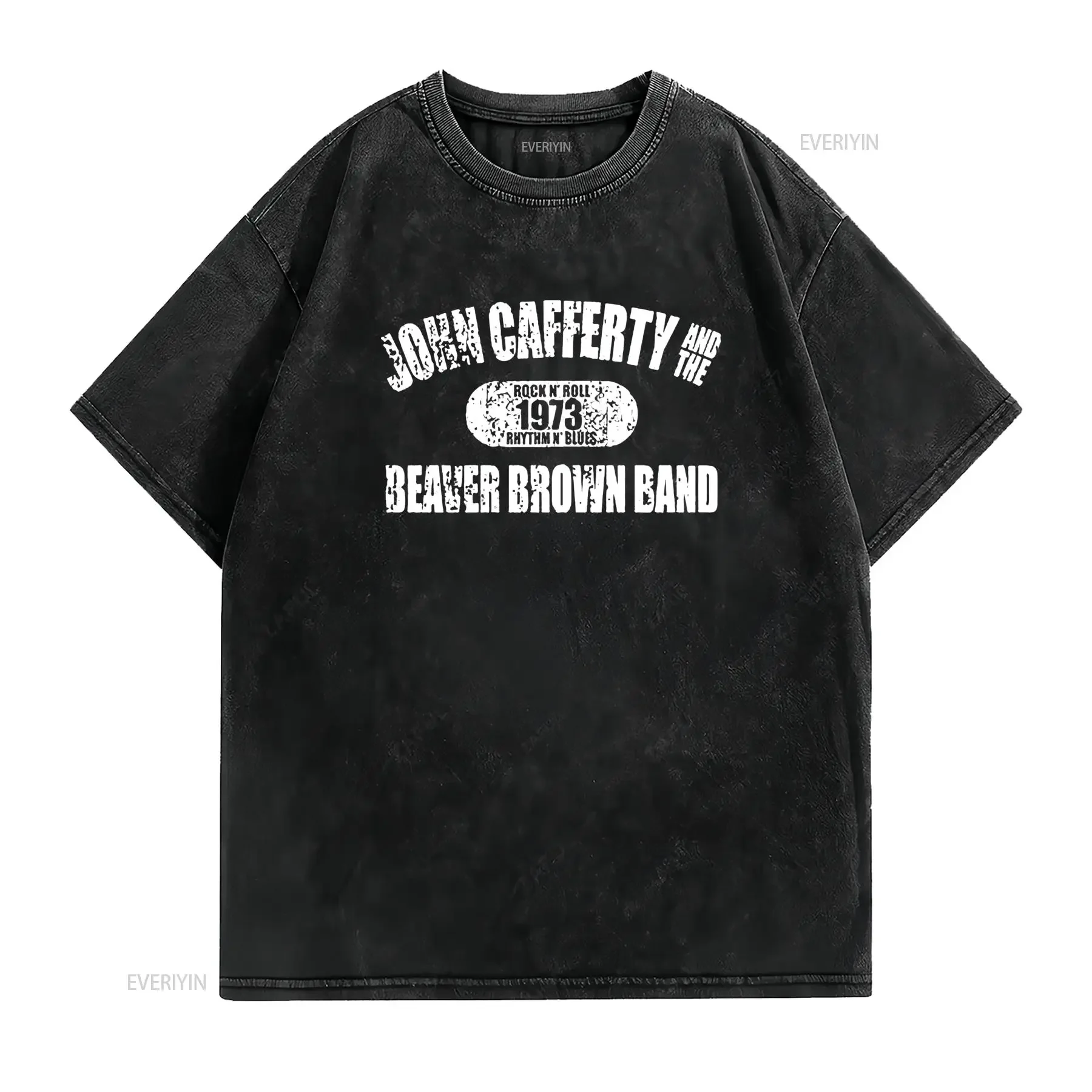 Distressed Vintage 1973 Rock N Roll Rhythm Blues Classic Band Print Casual T Shirt vintage Washed Soft homme